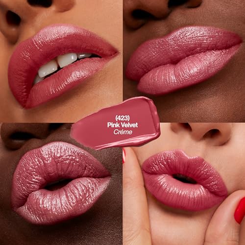 REVLON Super Lustrous Lipstick, Creamy Formula For Soft, Fuller-Looking Lips, Moisturized Feel, Pink Velvet, 0.15 oz