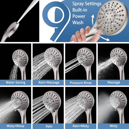 Brushed Nickel Shower Slide Bar Set with Handheld Head & 69-Inch Hose - ADA Compliant