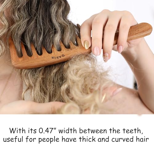 Extra Wide Tooth Wooden Comb for Detangling - Handmade Vintage Style Hair Brush for Women & Men