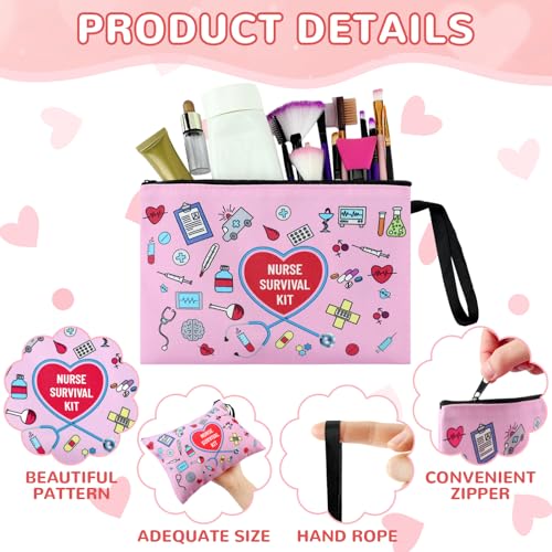 Huhumy Classic Nurse Cosmetic Bags Bulk Set - 24 Pouches with Nurse-Themed Design