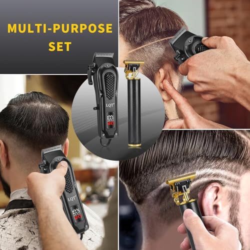 LQT¢ç Men's Professional Hair Clippers Kit£¬Cordless & Corded Barber Clippers Set£¬Grooming Rechargeable Beard Trimmer with Adjustable Blade Black