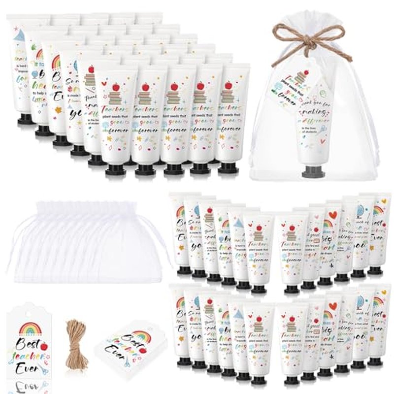 36 Set Teacher Appreciation Gifts Hand Cream Set Moisturizing Hand Lotion Thank You Teacher Gifts Travel Size with Cards Organza Bags for Dry Cracked Mother's Day
