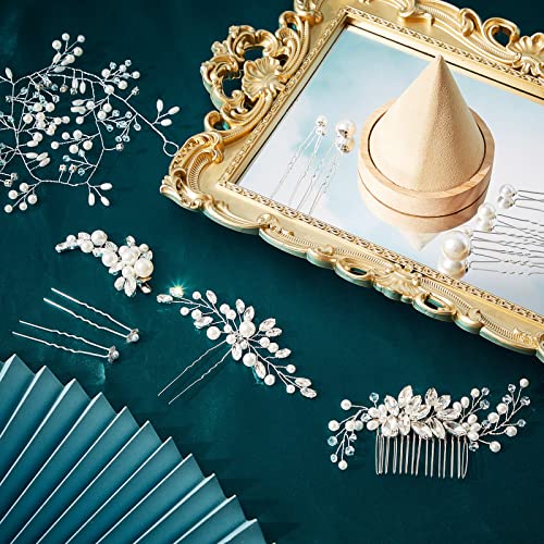 Bride Hair Accessories Pearl Crystal Combs Set - Fresh Style 44 Pieces