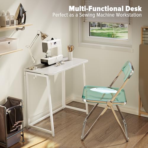 WOHOMO Small Folding Desk 31.5 x 15.7 White Compact Computer Table