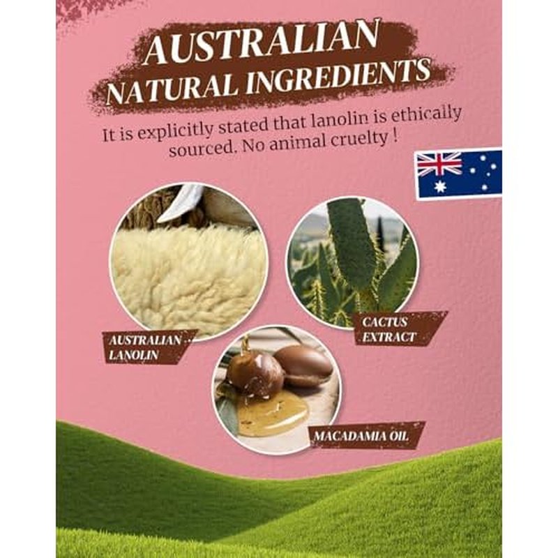 Australian Lanolin Cream,Natural Lanolin Cream for Itchy Dry Skin,Organic Lanolin Oil Moisturizer for Body and Face,3.53 fl oz