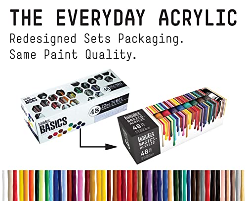 Liquitex BASICS Acrylic Paint Set - 48 Colors, 22ml Tubes, Student Quality