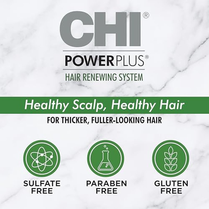 CHI PowerPlus Exfoliating Shampoo, Hair Renewal System For A Healthy Scalp, Delivers Weightless Shine, For Versatile Styling & All Hair Types