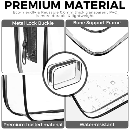 12 Pack Black Clear Travel Toiletry Bags TSA Approved Waterproof Cosmetic Organizer