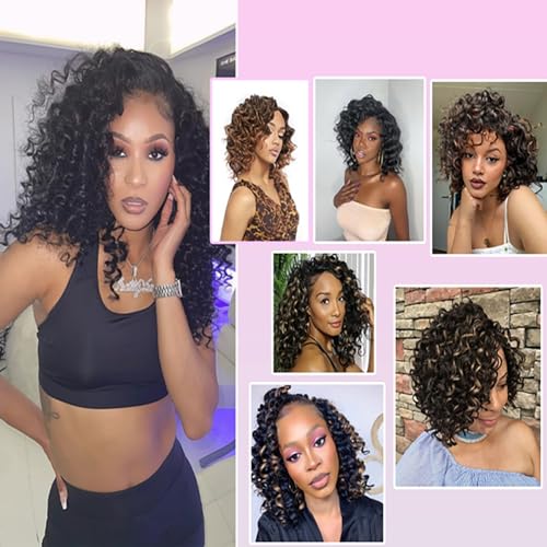 Pojui 12 Inch Ocean Wave Crochet Hair P1B/30 8 Packs Deep Wavy Curly Extensions