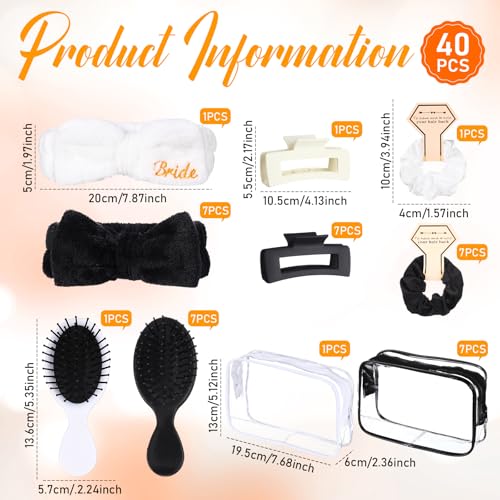 Bridal Party Favors Set with Hair Accessories - White & Black Variation