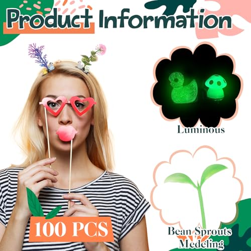 Glow in the Dark Rave Hair Clips Set - 100 Colorful Duck & Plant Clips for Festival & Party