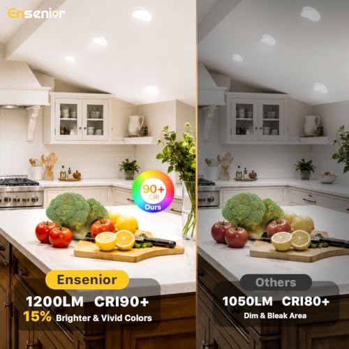 Ensenior 6 Inch Gimbal LED Recessed Light 5CCT Dimmable 12W 1200LM 6-Pack