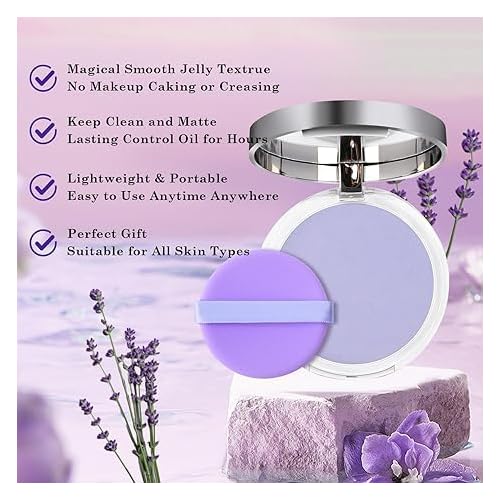 Jelly Pressed Setting Powder,Oil Control Face Pressed Powder,Clear Matte Oil Control Face-Long Lasting Finishing & Waterproof