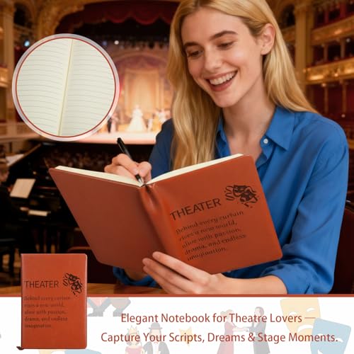 4 Pack Theatre Gift Set for Musical Theater Lovers Canvas Tote Makeup Bag Crew Socks Leather Notebook for Broadway Actors Drama Students Valentine¡¯s Day Birthday Graduation Gifts