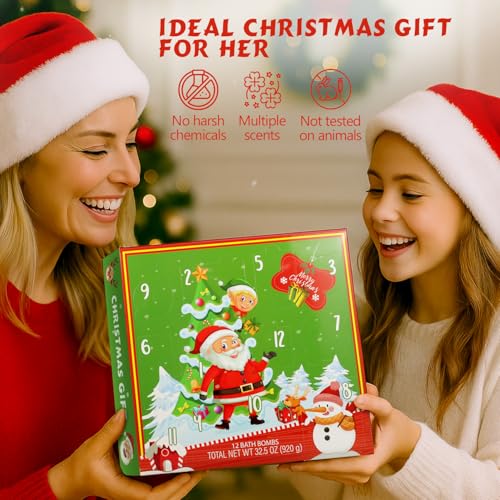 Christmas Advent Calendar 2025 Bath Bombs Set - Green Surprise 12PCS Gifts for Kids & Adults