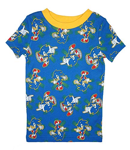 Sonic The Hedgehog Boys' 4-Piece Cotton Pajama Set - Blue, Size S