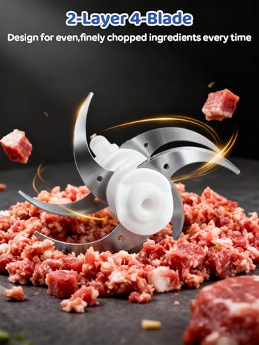 Food Processor with LED Timer 800W Electric Chopper Dual Bowl System