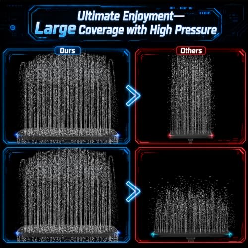 Matte Black 14-Inch Shower Head with Handheld & Full Body Coverage - Power Wash