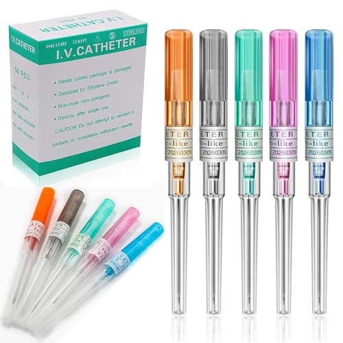 Catheter Piercing Needles Set 50Pcs Mixed Sizes 14G 16G 18G 20G 22G - Surgical Steel