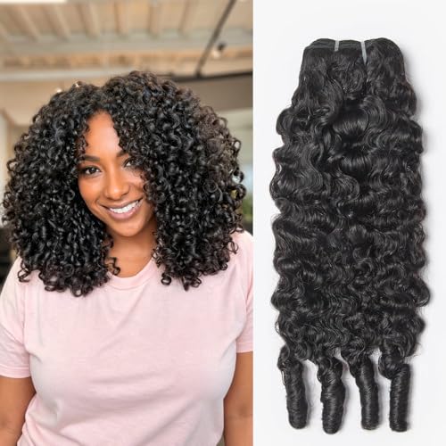 12 Inch Burmese Curly Human Hair Bundles Water Wave Spiral Ends - 100% Virgin Remy Hair, Double Weft, Natural Black, 3C4A Style (Variation of THIS listing)