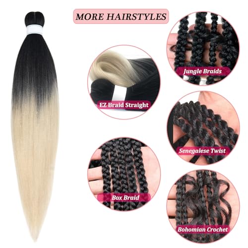 Pre Stretched Ombre Blonde Braiding Hair Pack of 8 - 26 Inch Knotless Extensions