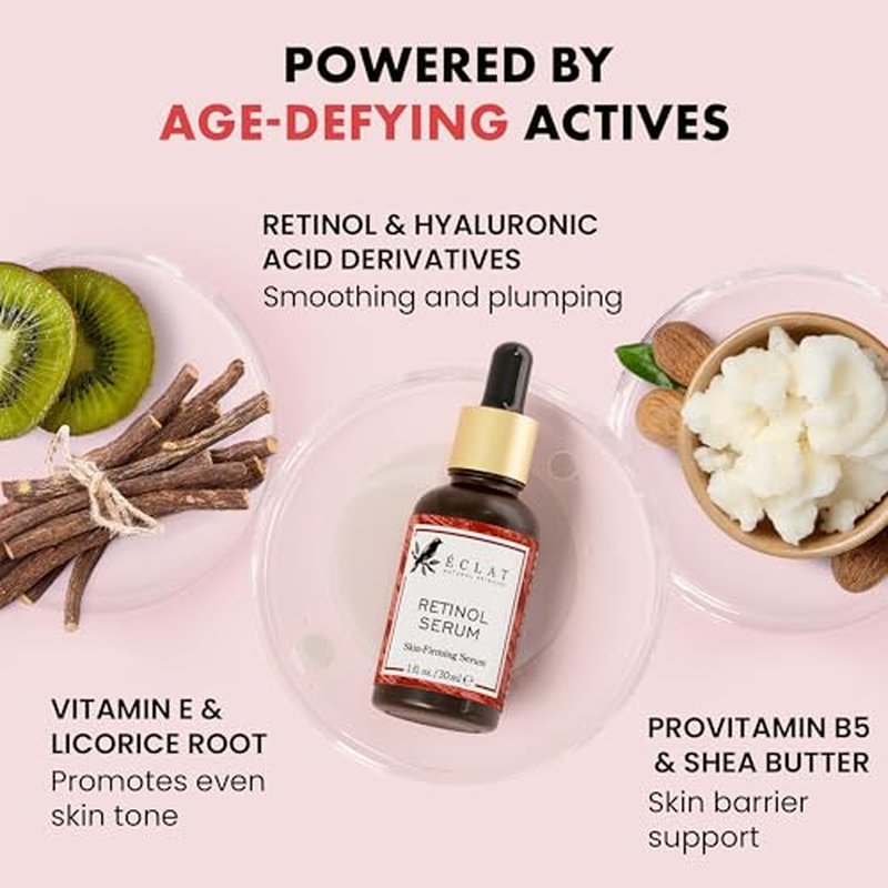 Eclat Skincare Vitamin C Serum + Retinol Serum Duo ? Day & Night Skin Care Set with Hyaluronic Acid, Ferulic Acid, Vit E & Aloe ? Brightening, Smoothing & Radiance Facial Care