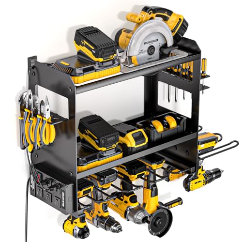 YYR Power Tool Organizer Wall Mount with Charging Station Black