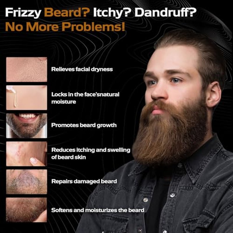 2X Biotin Beard Growth Oil for Men - Natural Organic Leave-in Conditioner & Softener - Mustache & Facial Hair Thickener, Moisturizer & Strengthener - Anti Itch & Dandruff Serum, 2 fl.Oz (Sanda)