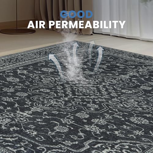 8x10 Rectangular Washable Area Rug - Black & White Living Room Bedroom Dining