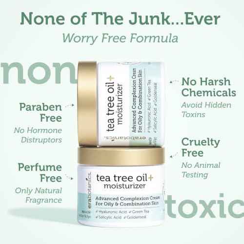 Era Organics Tea Tree Oil Face Cream - Salicylic Acid Acne & Blemish Moisturizer