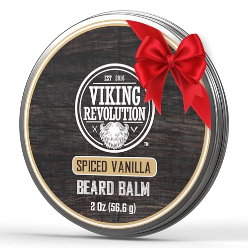 Viking Revolution Natural Boar Bristle Brush and Pear Wood Comb Set for Men, Sandalwood Beard Oil and Spiced vanilla Beard Balm, with Argan and Jojoba Oil - Beard Softener, Strengthens and Moisturizes