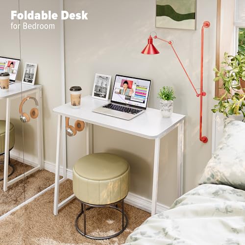WOHOMO Small Folding Desk 31.5 x 15.7 White Compact Computer Table