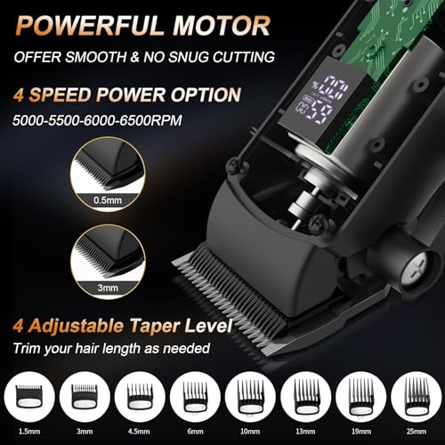 Professional Hair Clipper for Men, 3 in 1 Hair Clipper Beard Trimmer and Electric Foil Shaver Set with LED Display, Cordless Grooming Kit for Home, Travel, Barber, Ideal Gift for Him