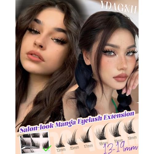Lash Clusters Fox Eye Spikes Eyelash Extension Wispy Manga Cluster Eyelashes Fairy Spiky Cluster Eyelash Extensions 144Pcs Cat Eye Individuals Lashes Long DIY Volume Anime Lash Extension