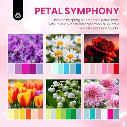 beetles Pastel Gel Polish Set - Petal Symphony Collection, 40 Pcs 36 Colors Easter Gel Polish Set Spring Colors Pink Red Green Blue Color Gel with Base&Glossy Matte Top Coat UV LED Nail Art