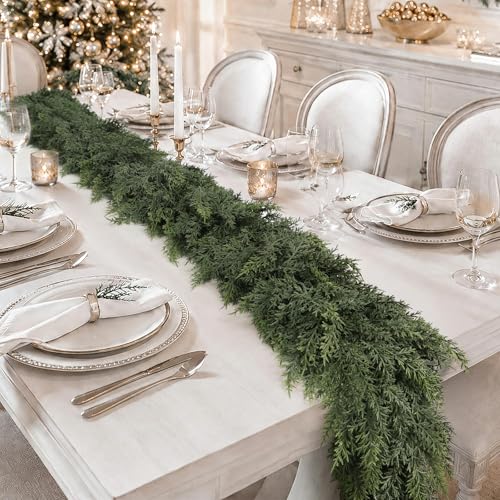 Green 6FT Cedar Garland Set - 4PCS Real Touch Christmas Decorations