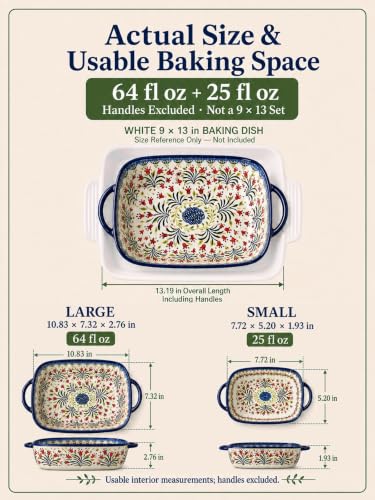 Moqidadii Olive Garland Hand-Painted Ceramic Baking Dish Set - 2 Pieces
