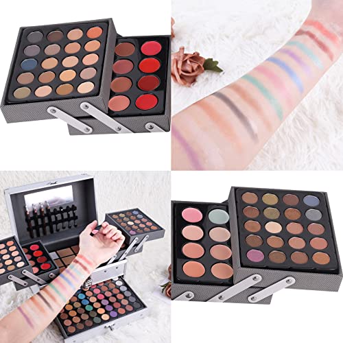All-in-One Makeup Kit for Women - 132 Colors, Portable Travel Set - Silver (006N2-Silver)