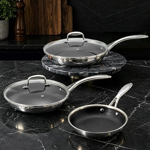 DELUXE 10-Inch Black Hybrid Ceramic Nonstick Frying Pan with Lid
