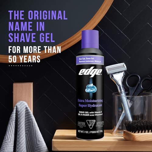 Edge Extra Moisturizing Shaving Gel for Men with Vitamin E, 7 oz (6 Pack)