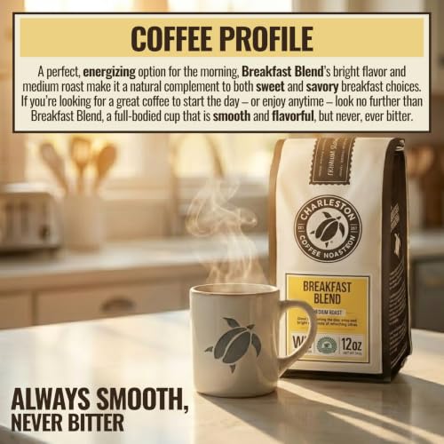 Breakfast Blend Organic Whole Bean Coffee - 12oz Bag, Pack of 6 - Medium Roast