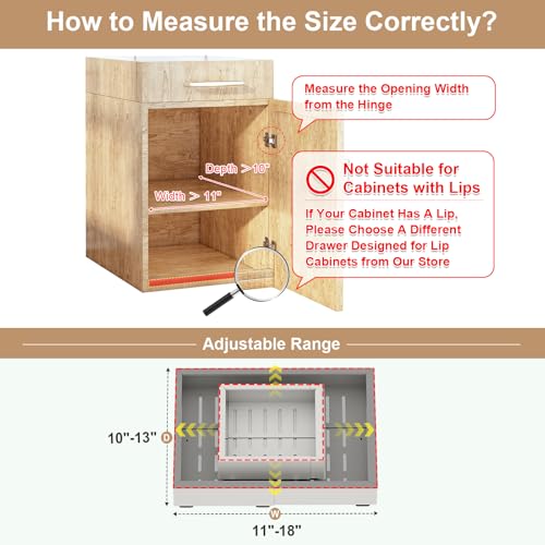 White Expandable Pull Out Cabinet Organizer 11-18 Inch Width, 10-13 Inch Depth