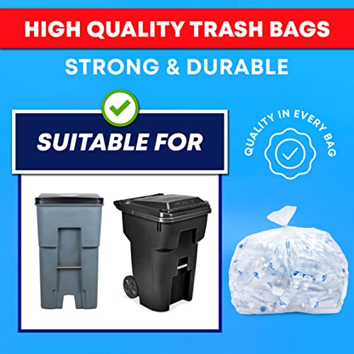 50 Pack 95-96 Gallon Heavy Duty Clear Trash Bags - Extra Large Waste Liners