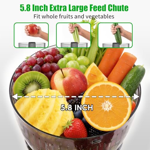 Cold Press Juicer Machine with 5.8-inch Wide Feed Chute 300W for Whole Fruits & Vegetables