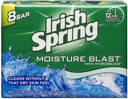 Irish Spring Moisture Blast Deodorant Bar Soap Unscented 30Oz Pack of 2