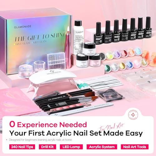 Acrylic Nail Kit for Beginners 600Pcs - Home Practice DIY Gel Polish Tips