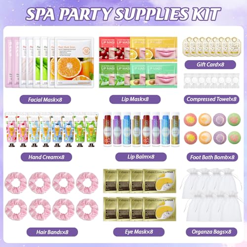 InkForge Purple 80PCS Spa Party Favors Kit for Girls & Women – Birthday & Sleepover Set