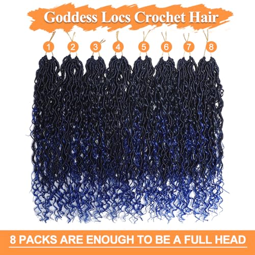 24 Inch Blue Goddess Locs Crochet Hair - Boho Faux Locs for Black Women, 8 Packs