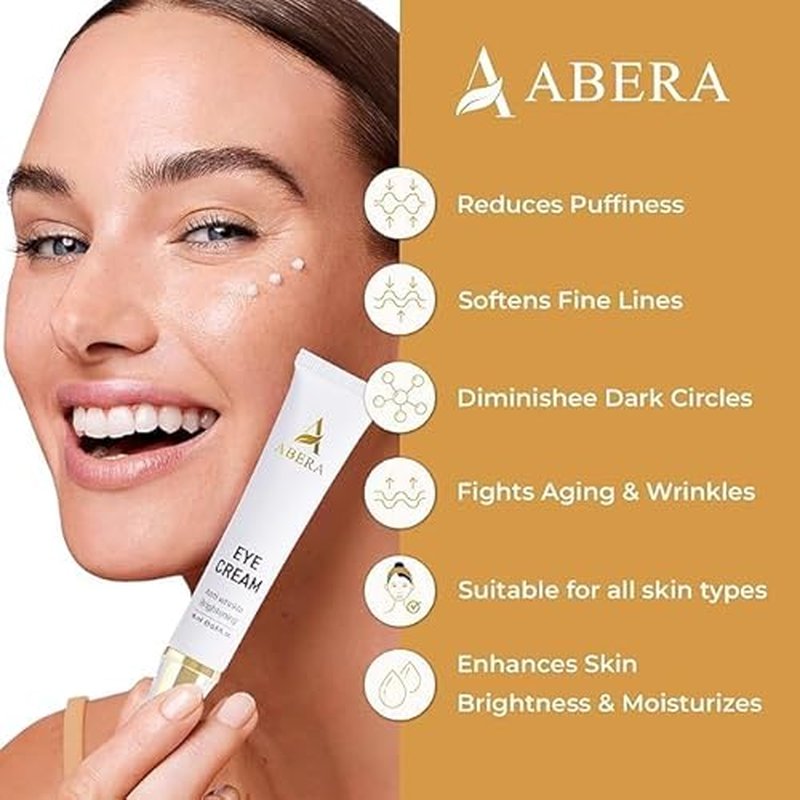 ABERA Natural Repair Eye Cream, Minimizes Under Eye Bags & Puffiness, Reduce Wrinkles, Fine Lines and Dark Circles, 0.5 fl.oz