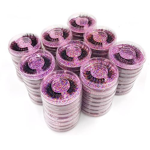 False Eyelashes Bulk 30 Pairs - 10 Styles 3D Fluffy Natural Look Vegan Reusable